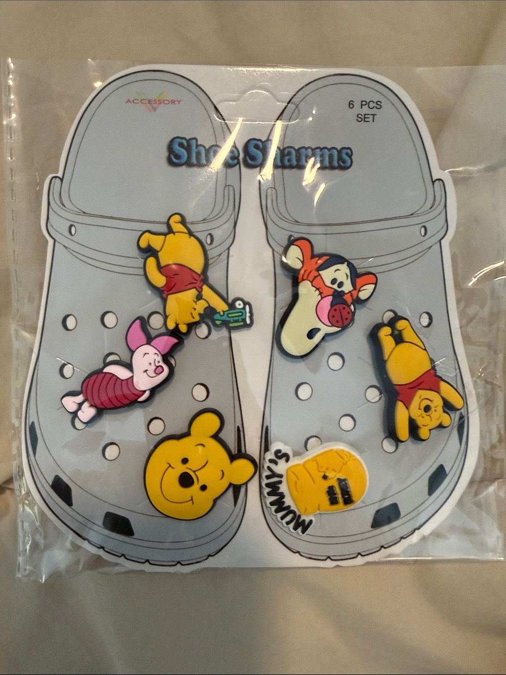 Kids Shoe Charms Set - Yellow Winnie the Pooh Theme